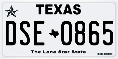 TX license plate DSE0865
