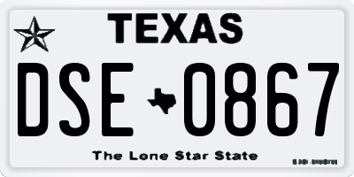 TX license plate DSE0867