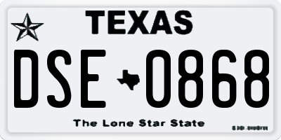 TX license plate DSE0868