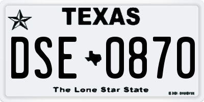 TX license plate DSE0870