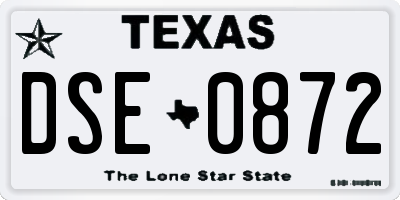 TX license plate DSE0872