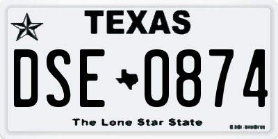 TX license plate DSE0874