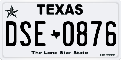 TX license plate DSE0876