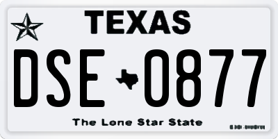 TX license plate DSE0877