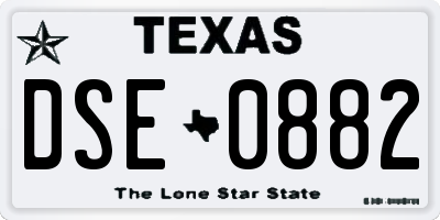TX license plate DSE0882