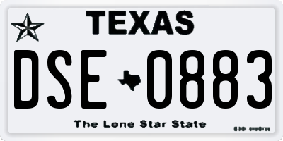 TX license plate DSE0883