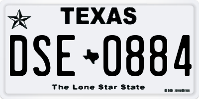 TX license plate DSE0884