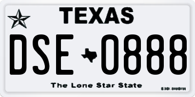 TX license plate DSE0888