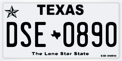 TX license plate DSE0890