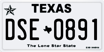 TX license plate DSE0891