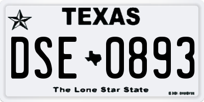 TX license plate DSE0893
