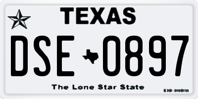 TX license plate DSE0897
