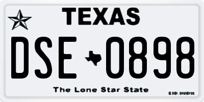 TX license plate DSE0898