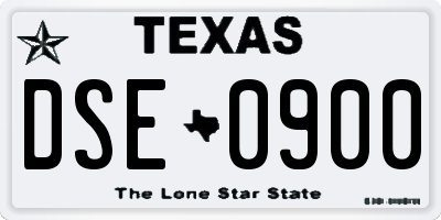 TX license plate DSE0900