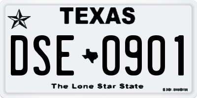 TX license plate DSE0901