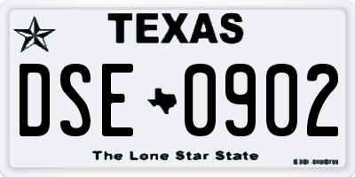 TX license plate DSE0902