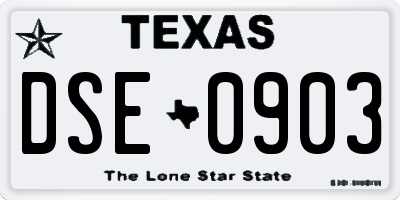 TX license plate DSE0903