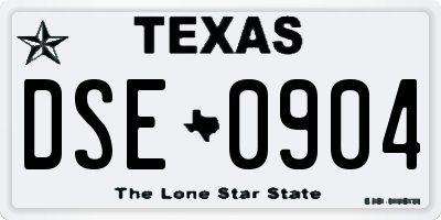 TX license plate DSE0904