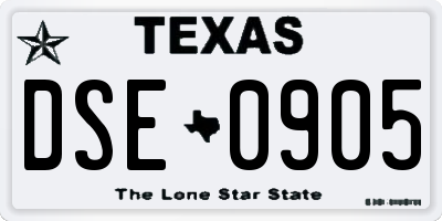 TX license plate DSE0905