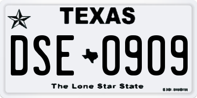 TX license plate DSE0909