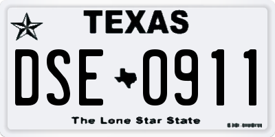 TX license plate DSE0911