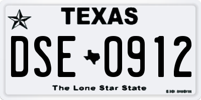 TX license plate DSE0912