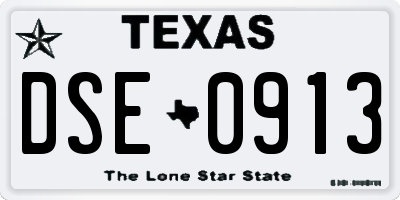 TX license plate DSE0913