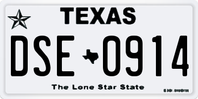 TX license plate DSE0914