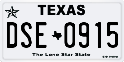 TX license plate DSE0915