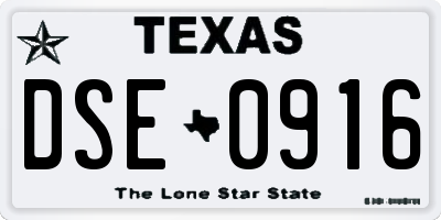 TX license plate DSE0916