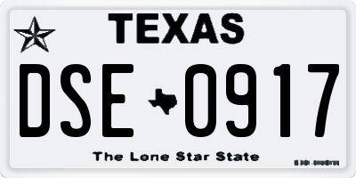 TX license plate DSE0917