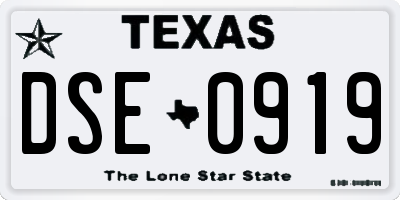 TX license plate DSE0919
