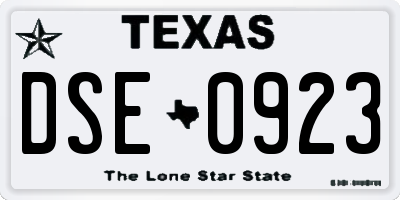 TX license plate DSE0923