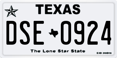 TX license plate DSE0924