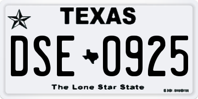 TX license plate DSE0925