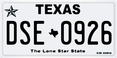 TX license plate DSE0926