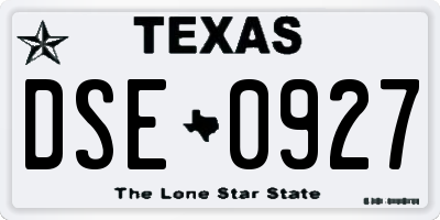 TX license plate DSE0927