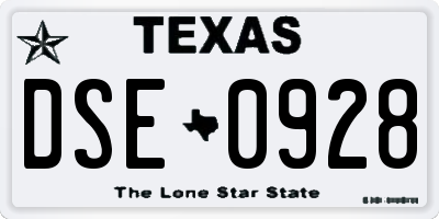 TX license plate DSE0928