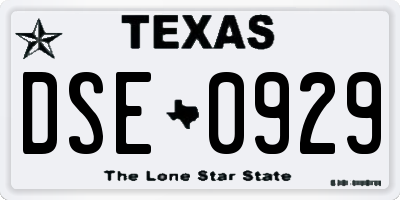 TX license plate DSE0929