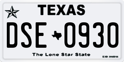 TX license plate DSE0930
