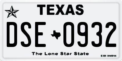 TX license plate DSE0932