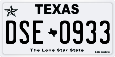 TX license plate DSE0933