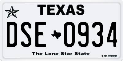 TX license plate DSE0934