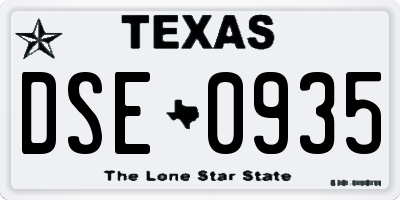TX license plate DSE0935