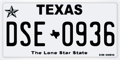 TX license plate DSE0936
