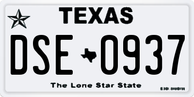 TX license plate DSE0937