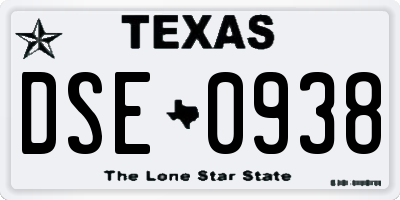 TX license plate DSE0938