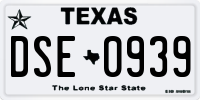 TX license plate DSE0939