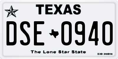 TX license plate DSE0940