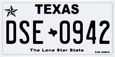 TX license plate DSE0942